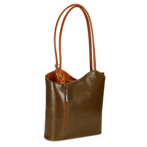 BELLI Leder Handtasche Rucksack "Belli Backpack" schlamm cognac