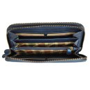 Hill Burry XXL Vintage Leder Damen Geldbörse Portemonnaie Organizer blau mit RFID