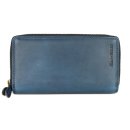 Hill Burry XXL Vintage Leder Damen Geldbörse Portemonnaie Organizer blau mit RFID