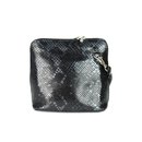 BELLI kleine Ledertasche Damen Umhängetasche schwarz silber snake