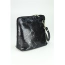 BELLI kleine Ledertasche Damen Umhängetasche schwarz silber snake