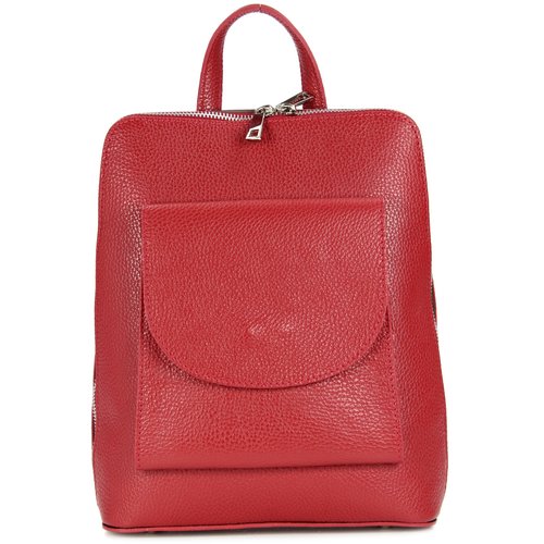 Belli Backpack "Denver" mittelgroßer italienischer Damen Leder Rucksack rot