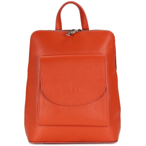 Belli Backpack "Denver" mittelgroßer italienischer Damen Leder Rucksack orange