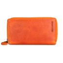 Hill Burry XXL Vintage Leder Damen Geldbörse Portemonnaie Organizer orange mit RFID