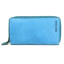 Hill Burry XXL Vintage Leder Damen Geldbörse Portemonnaie Organizer light blue hellblau mit RFID