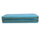 Hill Burry XXL Vintage Leder Damen Geldbörse Portemonnaie Organizer light blue hellblau mit RFID