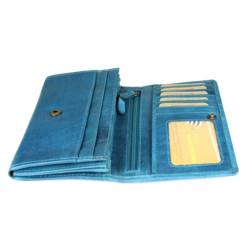 Hill Burry Vintage Leder Damen Geldbörse Portemonnaie blau 77701 Geldbeutel 