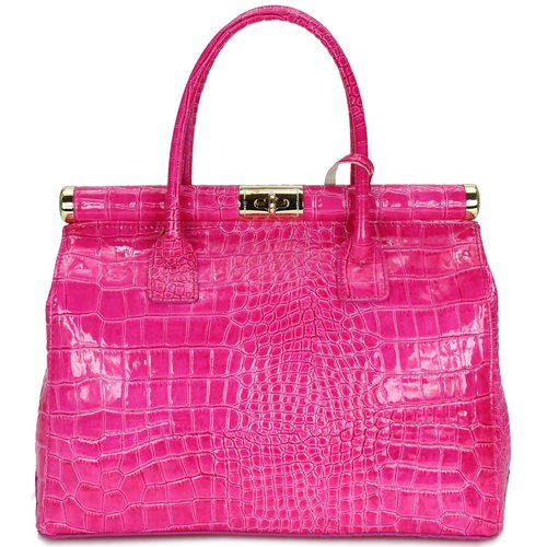 BELLI "The Bag XL" Ledertasche pink lack kroko