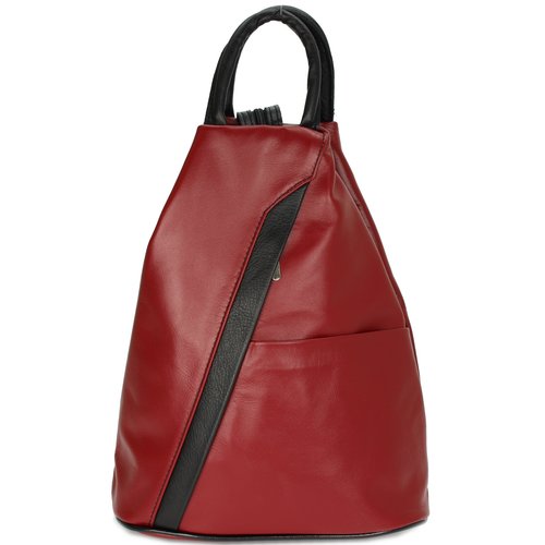 BELLI "City Backpack" leichter Leder Rucksack bordeaux schwarz