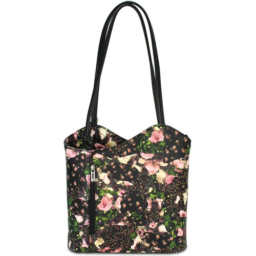 BELLI &quot;Backpack&quot; Leder Tasche Rucksack schwarz mit Blumenmuster