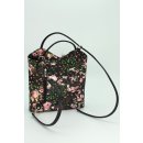 BELLI &quot;Backpack&quot; Leder Tasche Rucksack schwarz mit Blumenmuster
