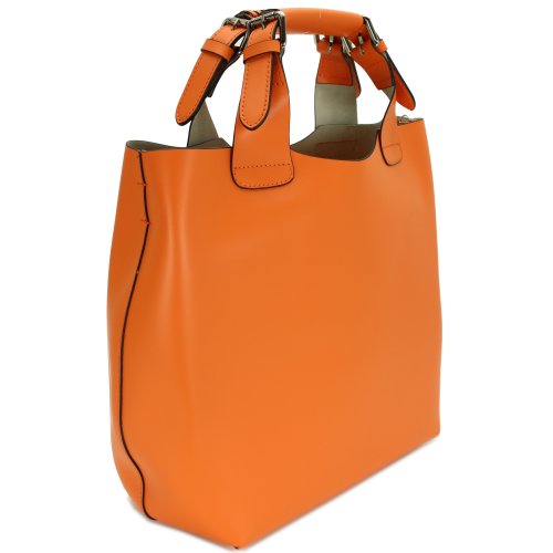 BELLI Designer Ledertasche Henkeltasche orange