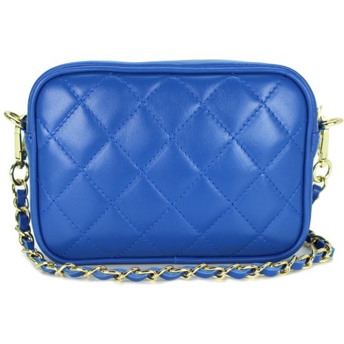 BELLI kleine Echt Nappa Leder Abendtasche gesteppt in royal blau