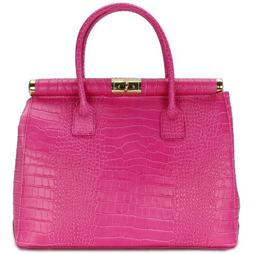 BELLI "The Bag XL" Ledertasche pink kroko