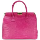 BELLI "The Bag XL" Ledertasche pink kroko