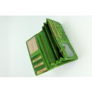 Hill Burry Vintage Leder Damen Geldbörse Portemonnaie grün gemustert