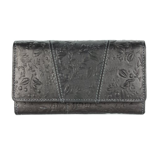Hill Burry Vintage Leder Damen Geldbörse Portemonnaie schwarz gemustert