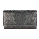 Hill Burry Vintage Leder Damen Geldbörse Portemonnaie schwarz gemustert