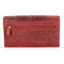 Hill Burry Vintage Leder Damen Geldbörse Portemonnaie rot gemustert