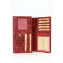 Hill Burry Vintage Leder Damen Geldbörse Portemonnaie rot gemustert