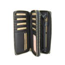 Hill Burry XXL Vintage Leder Damen Geldbörse Portemonnaie Organizer schwarz gemustert mit RFID