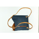 BELLI "Backpack" Ledertasche Rucksack blau cognac strauss