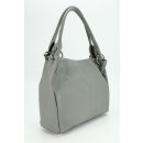 BELLI Leder Schultertasche Shopper "Lilly" hellgrau