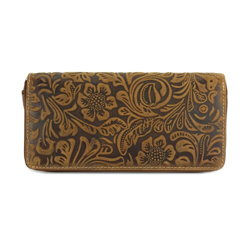 BELLI Vintage Leder Damen Geldbörse "Liane Secret" cognac braun