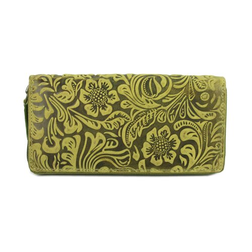 BELLI Vintage Leder Damen Geldbörse "Liane Secret" olive grün