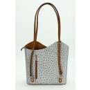 BELLI "Backpack" Ledertasche Rucksack hellgrau cognac strauss