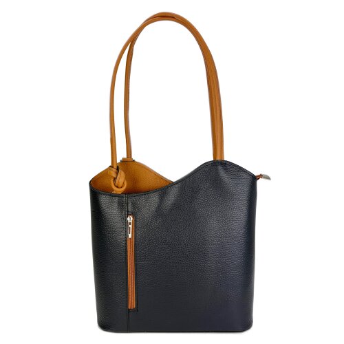 BELLI "Backpack" Ledertasche Rucksack blau cognac