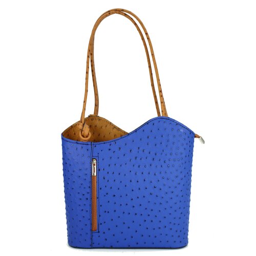 BELLI "Backpack" Ledertasche Rucksack royalblau cognac
